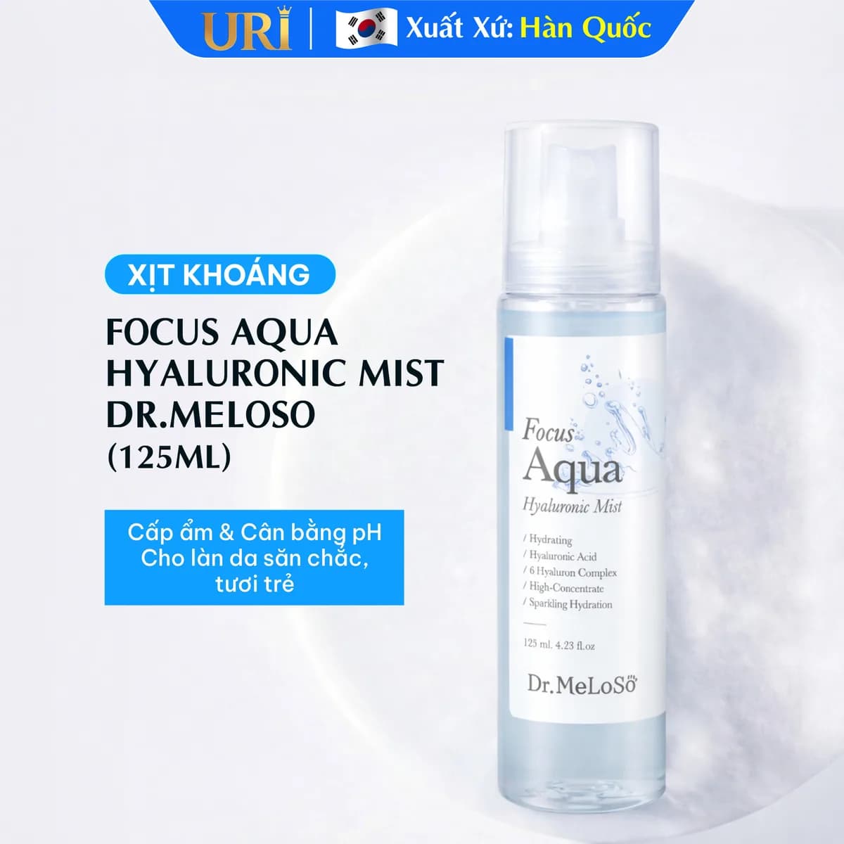 Xịt Khoáng Focus Aqua Hyaluronic Mist DR. MELOSO 125ml - Làm Dịu Da